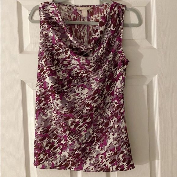 Banana Republic Purple Cream Print Sleeveless Blouse Size Medium